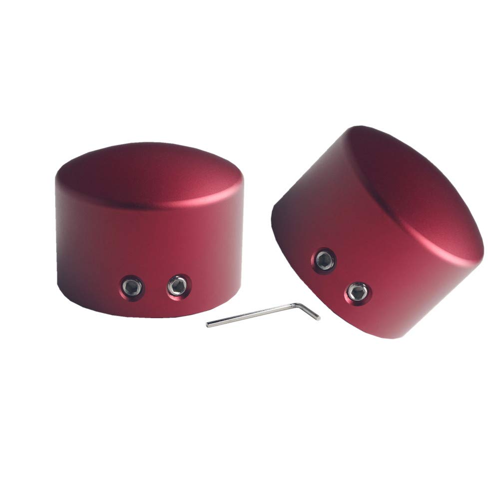 JGR Red Front Axle Nut Cover Caps for Harley Softail Electra Road Glide Sportster - Durable Motorcycle Accessories