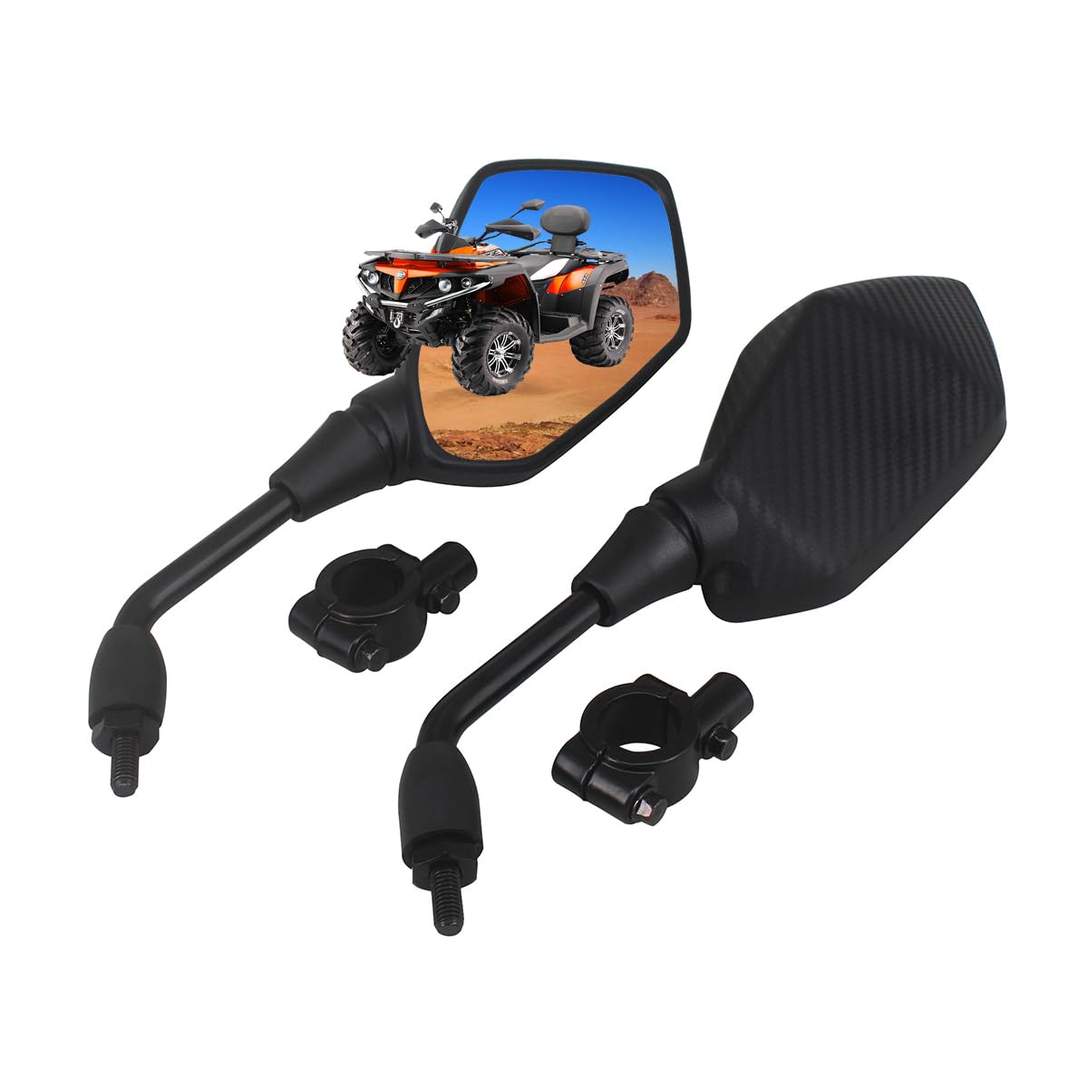 Motorcycle Mirrors,Hkoo Universal Hawk-Eye Motorcycle Convex Rear View Mirror - With 10Mm Bolt, Handle Bar Mount Clamp Compatible With Cruiser, Suzuki, Honda, Victory And More