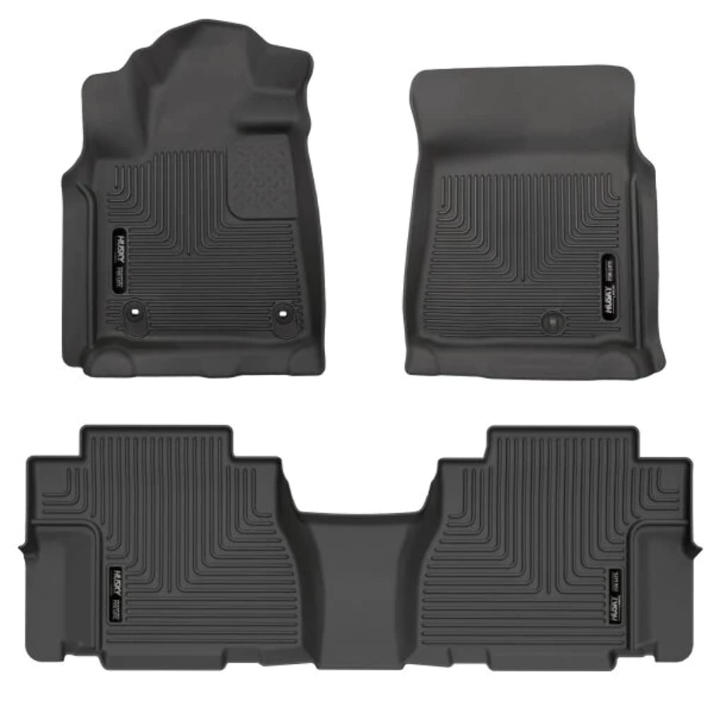 Husky Liners Weatherbeater Floor Mats | Fits 2012-2022 Toyota Sequoia | Front & 2Nd Row, 3-Pc Black - 95101
