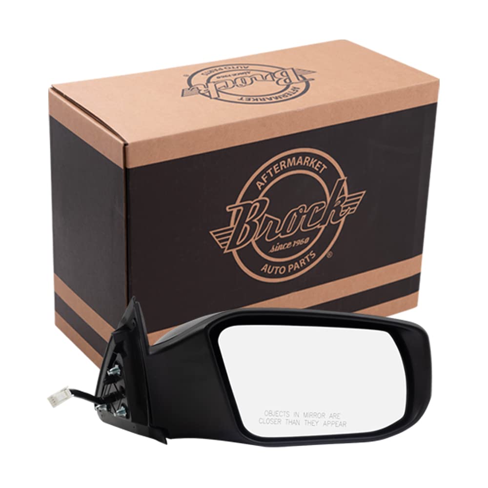 Brock Aftermarket Replacement Part Passenger Side Power Mirror Paint-To-Match Black Without Heat-Signal Compatible With 2013-2018 Nissan Altima Sedan