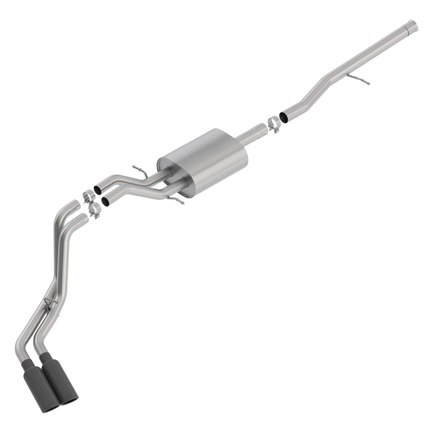 Borla 140797Bc Atak Cat-Back Exhaust System; 2.75 In. Into Muffler; 2.25 In. Out; Incl. Muffler/Hardware/4 In. X 14 In. Single Rolled Angle-Cut Tip; Truck Side Exit; Black Chrome;