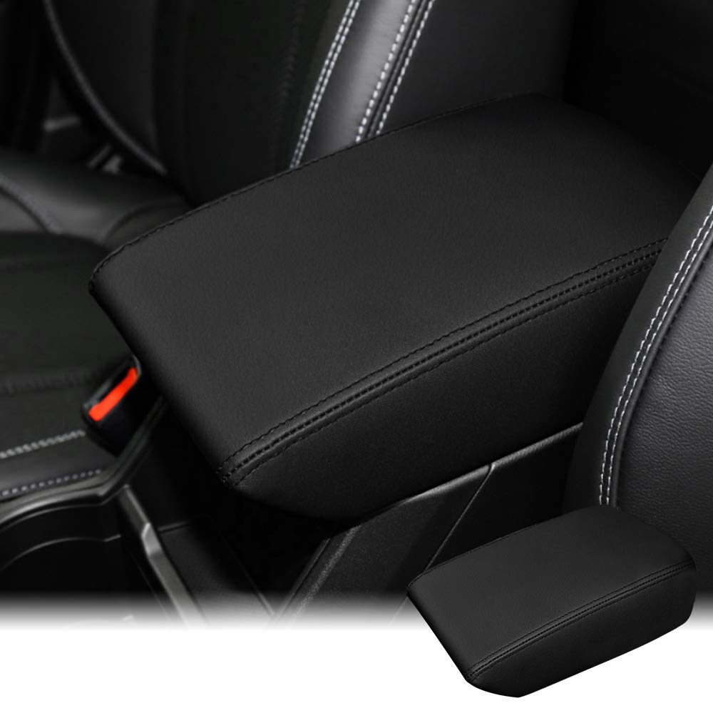 Intget Car Center Console Armrest Cover For 2024 Subaru Forester Accessories 2019 2020 2021 2022 2023 Leather Middle Arm Rest Box Lid Cover Seat Pad Protector(Black)