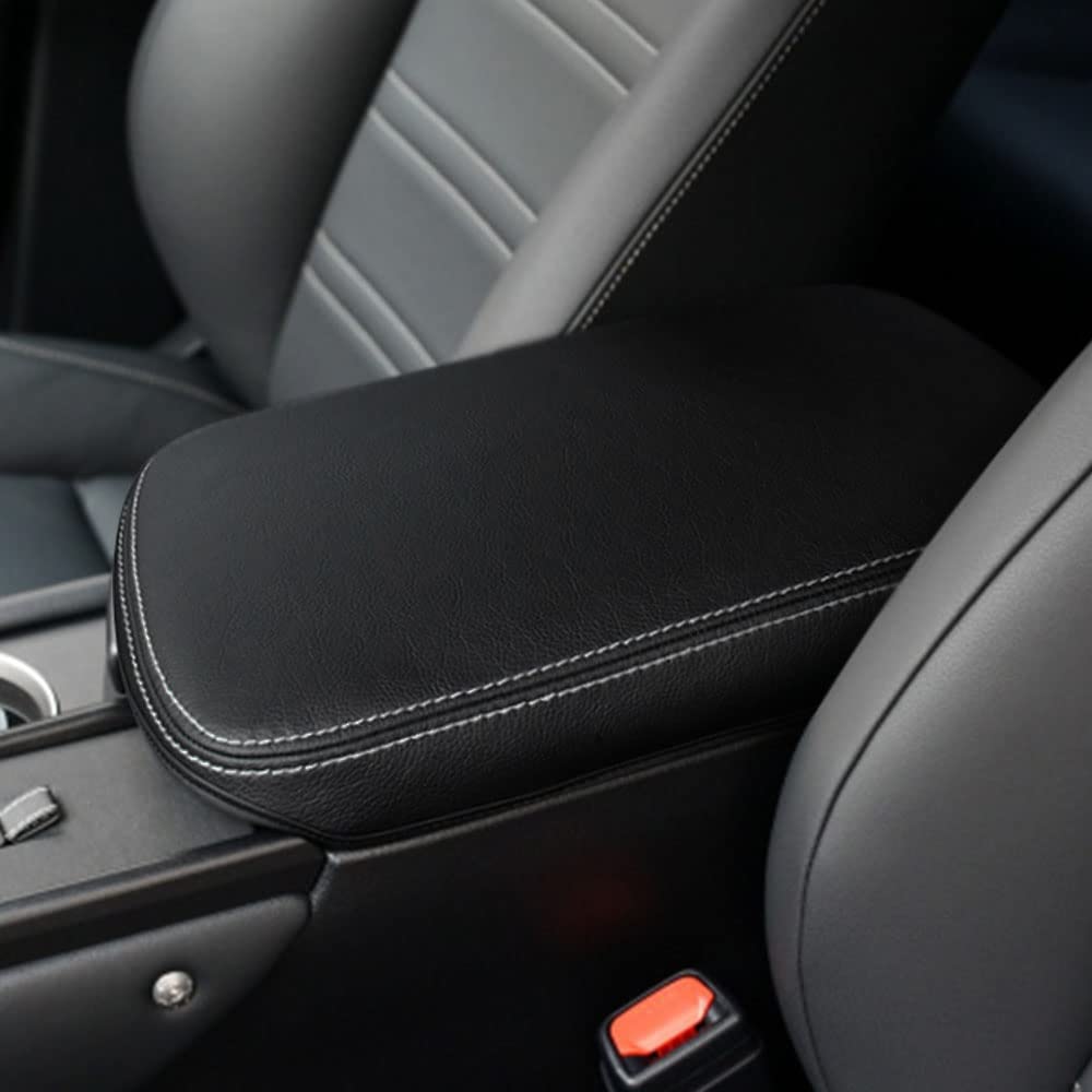 Deytop Center Console Cover For Lexus Nx Nx200T//Nx300Nx300H 2015-2021 Accessories Car Armrest Cover For Lexus Nx Nx300H/Nx300/Nx200T 2021 2020 2019 2018 2017 2016 2015 (Black With White Stitches)