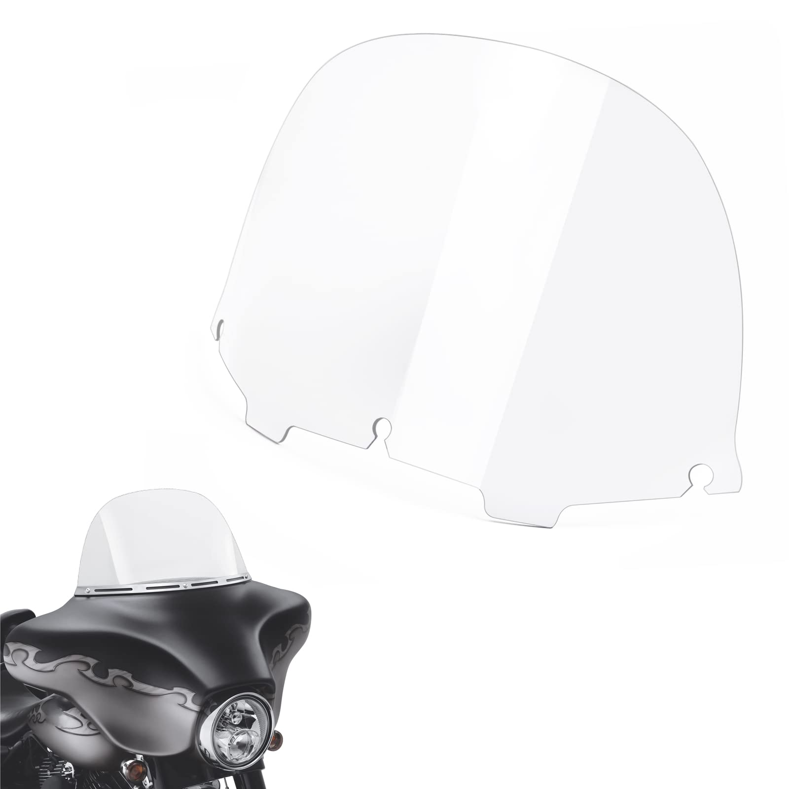 Amazicha Clear 13' Windshield Round Windscreen Wind Splitter Wind Deflector Compatible For 1996-2013 Harley Davidson Touring Electra Glide Ultra Classic Street Glide Ultra Limited Tri Glide Flht Flhx