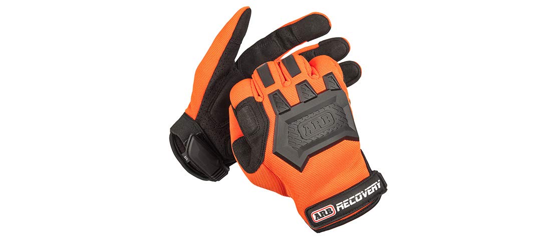 Arb Premium Recovery Winch Offroad Work Gloves Unisex, Cut And Impact Resistant, Hi-Vis Orange, All Purpose, Touch Screen Compatible, Adjustable Wrist Strap, Tactile Padded Palms, One Size Fits Most