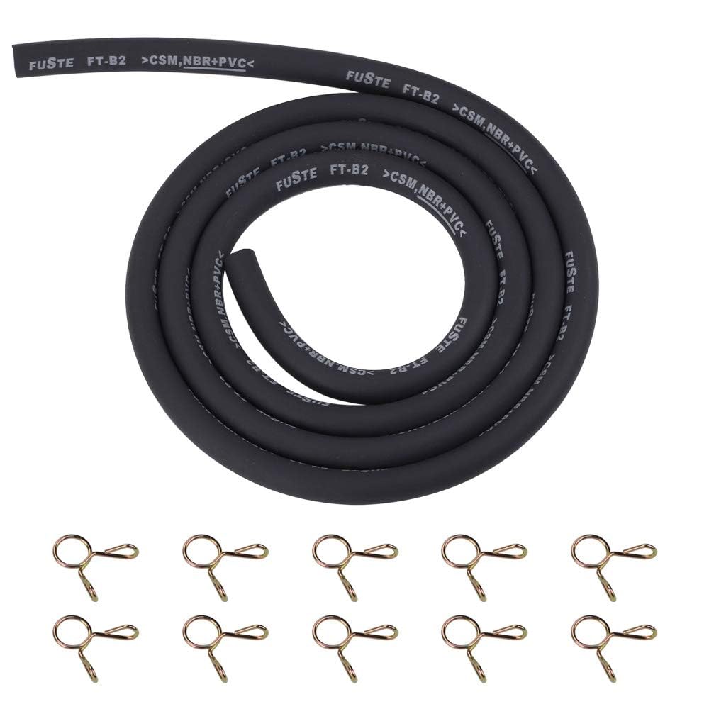 Wetenex 1/8' Fuel Line Gas Line 10 Feet Long With 10 Clamps For Kawasaki Ezgo Snowmobile Lawn Mowers Tractors Bike Scooter Atv Golf Cart Motorcycle