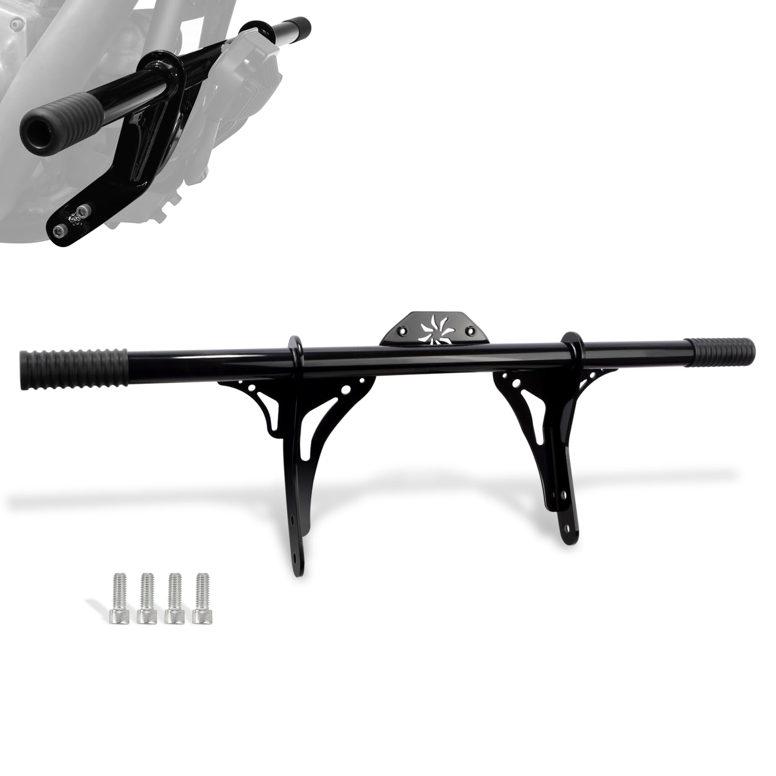 Wowtk Highway Peg Crash Bar/Highway Footpegs Enginge Guard For Harley Dyna With Mid Control Models 2006-2017, For Street Bob Fxdb/I Fat Bob Fxdf Low Rider Fxdl/I Wide Glide Fxdwg/I,Gloss Black