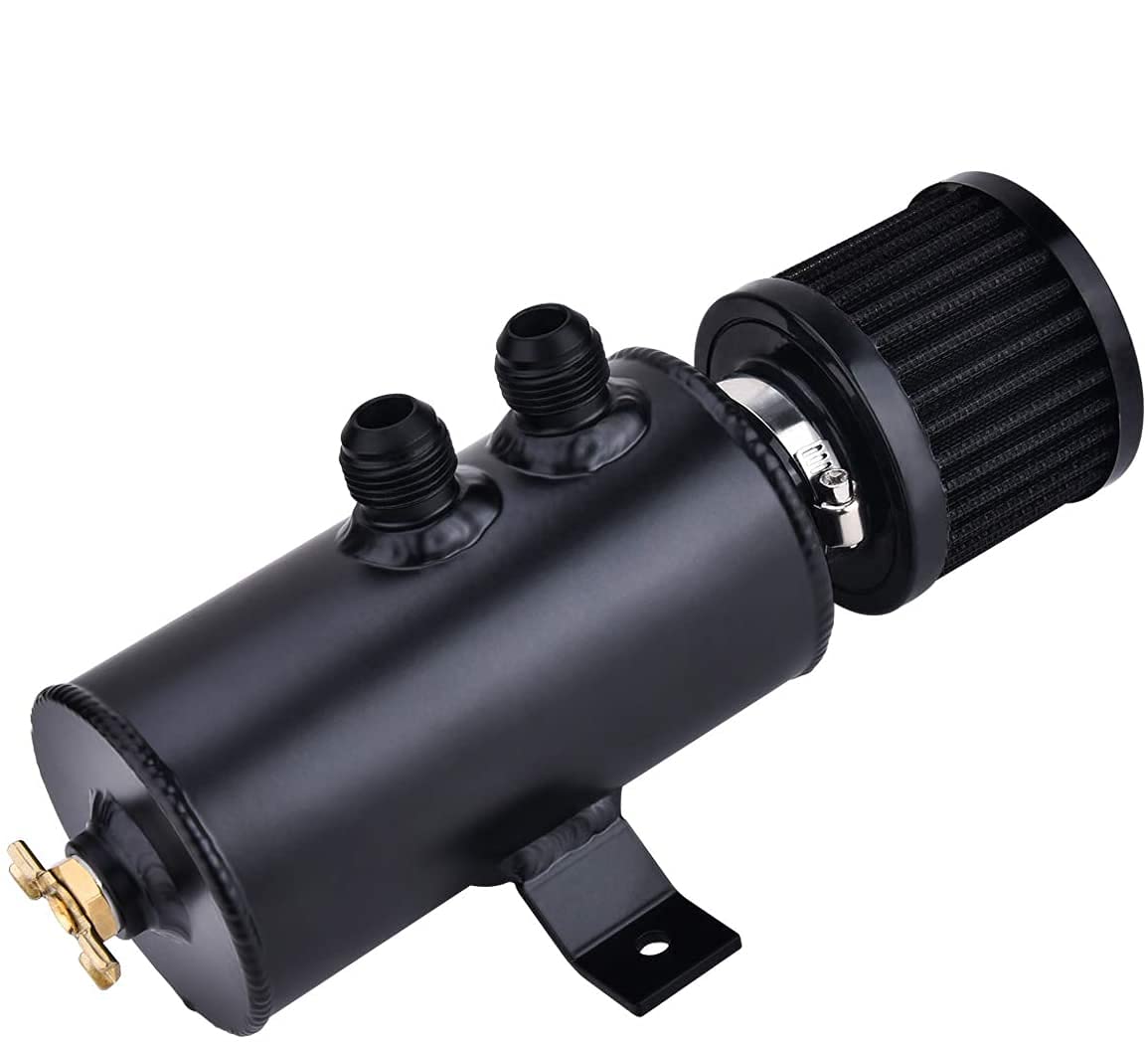 Evil Energy 10An Baffled Oil Catch Can,Oil Breather Tank With Valve,750Ml Universal Aluminum Black