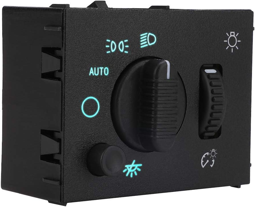 Switchdoctor Headlight Dimmer Switch For 2003-2007 Chevrolet Silverado, Sierra, Hummer H2, 2003-2006 Suburban, Tahoe, Avalanche, Yukon, Escalade (Green Light)
