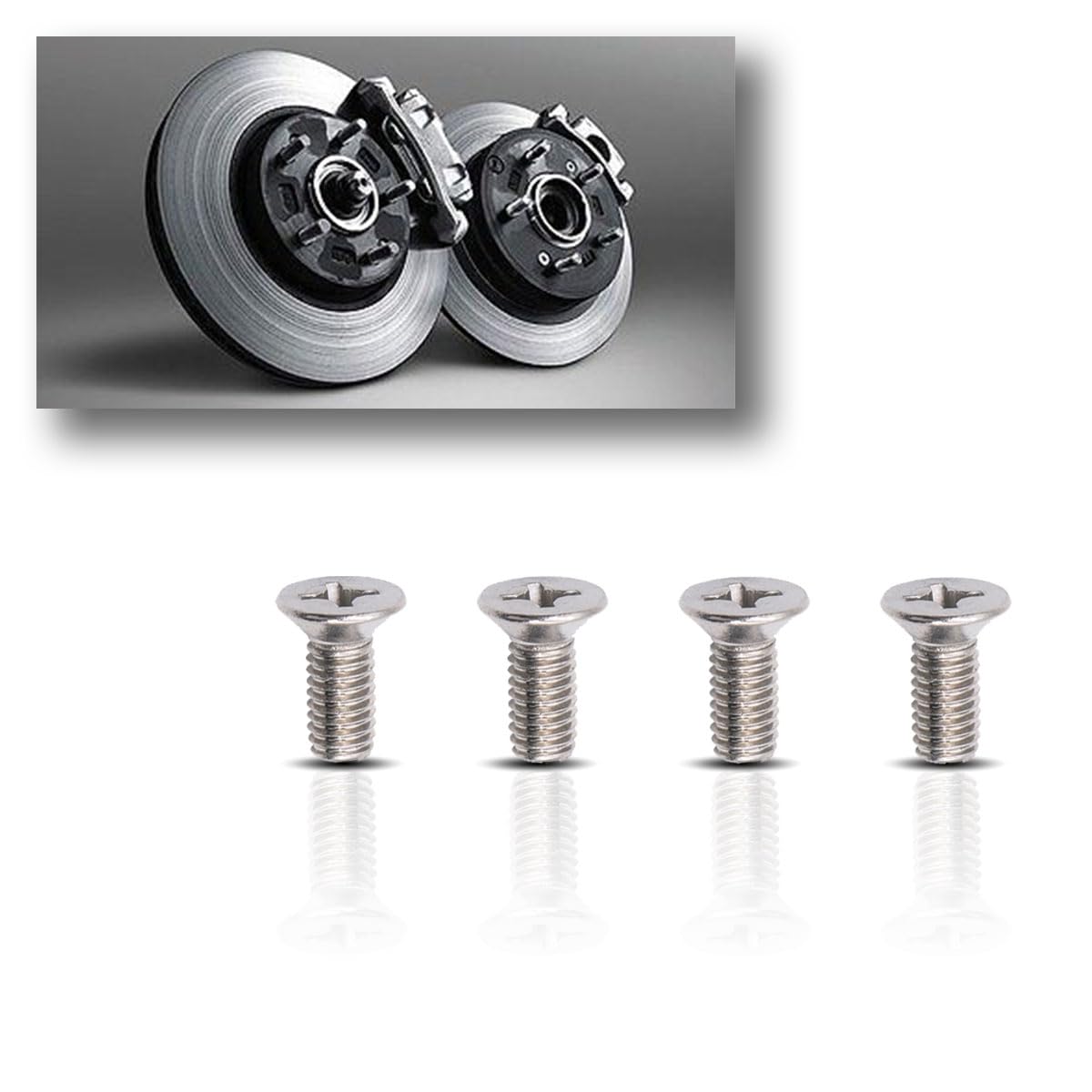 Joycourt 4-Pack Screw For Rotor Brake Disc Retaining, Retaining Hardware Bolts Screw Kit, Compatible With Honda, Acura, Hyundai And Kia Models, Stainless Steel Brake Disc Rotor For Front And Rear