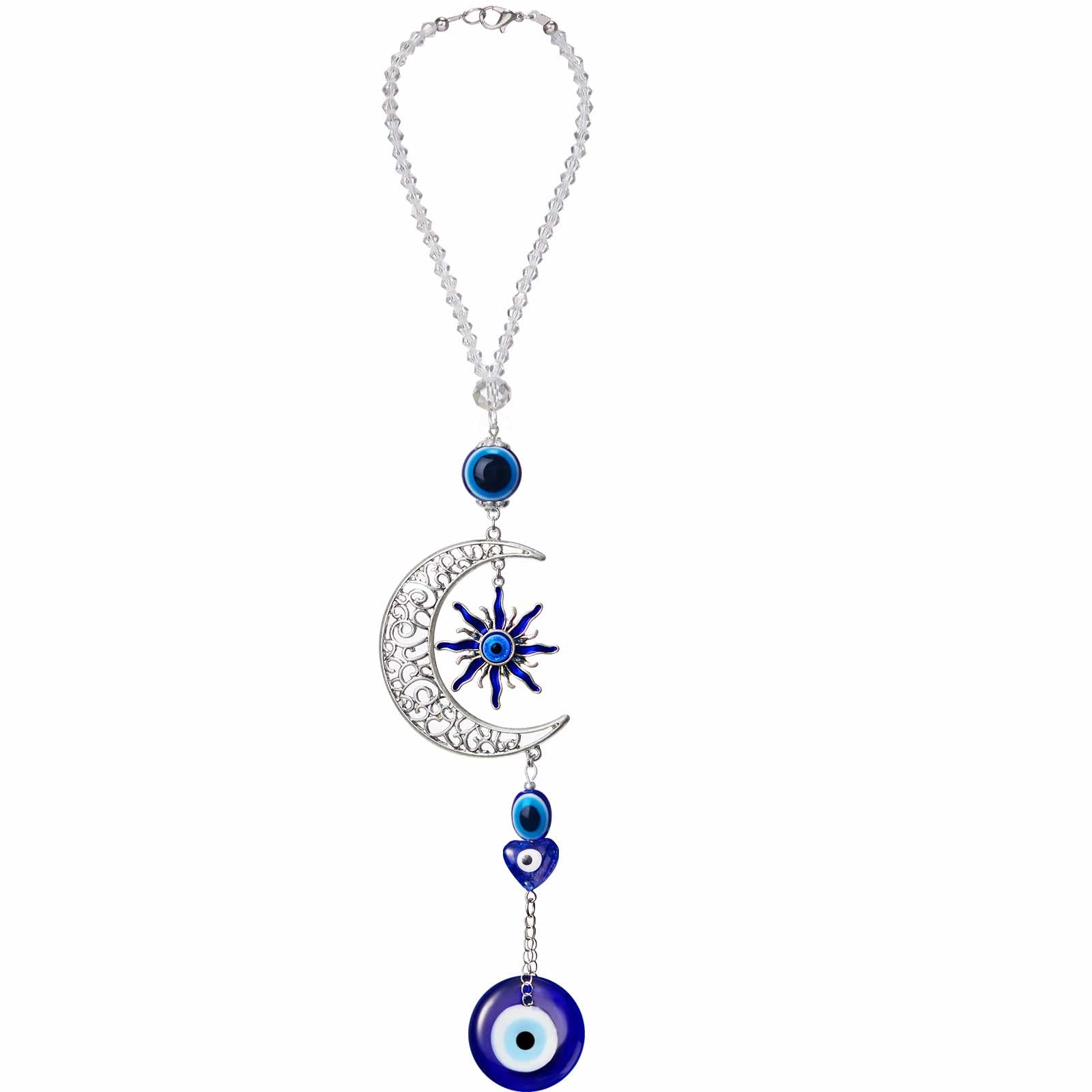 Evil Eye Car Hanging Ornament Evil Blue Eye Charms For Rear View Mirror Evil Eye Beaded Decor Evil Eye Car Accessories Evil Eye Window Pendent For Window Car Door Frame Balcony (Vivid Style)