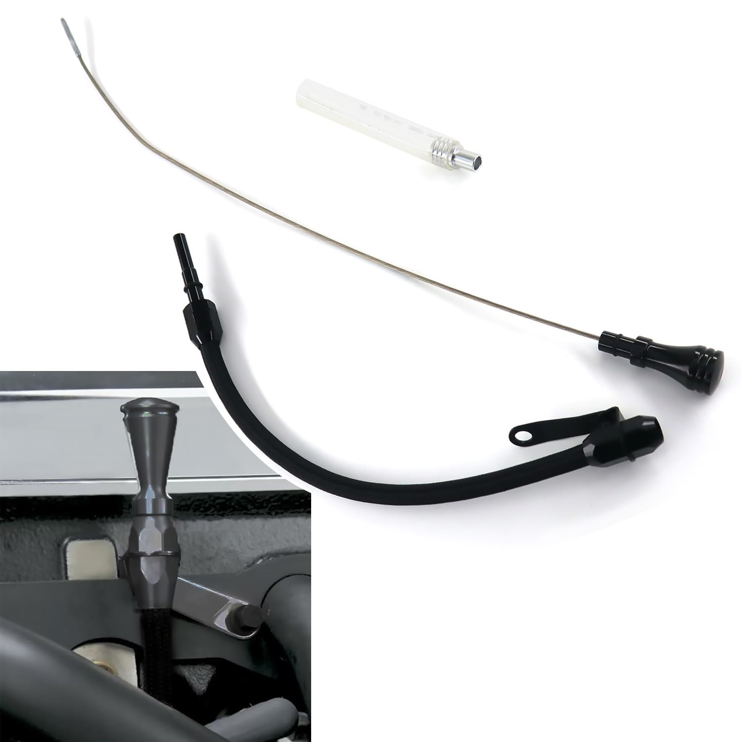 Rjsphh Ls Truck Flexible Oil Dipstick Black For Ls Car Engines Lsx Ls1 Ls2 Ls2 Ls6 4.8L 5.7L 6.0L 6.2L