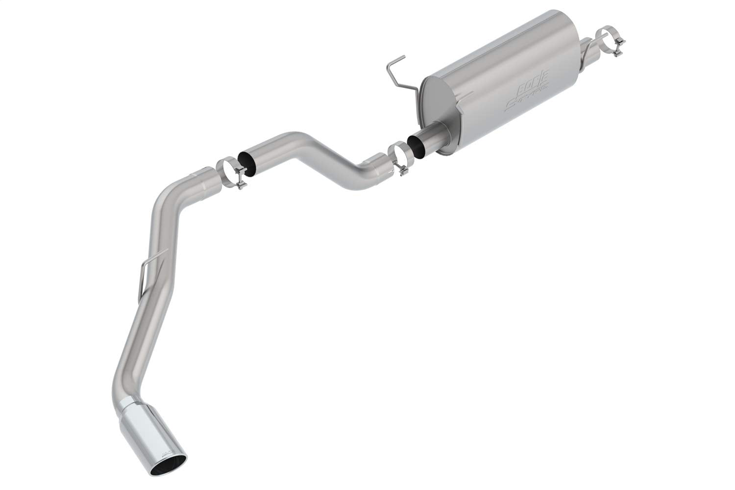 Borla 140801 S-Type Cat-Back Exhaust System 3.5 In. Pipe 5 In. Tip Single Round Rolled Angle Cut Truck Side Exit T-304 Stainless Steel S-Type Cat-Back Exhaust System,Silver