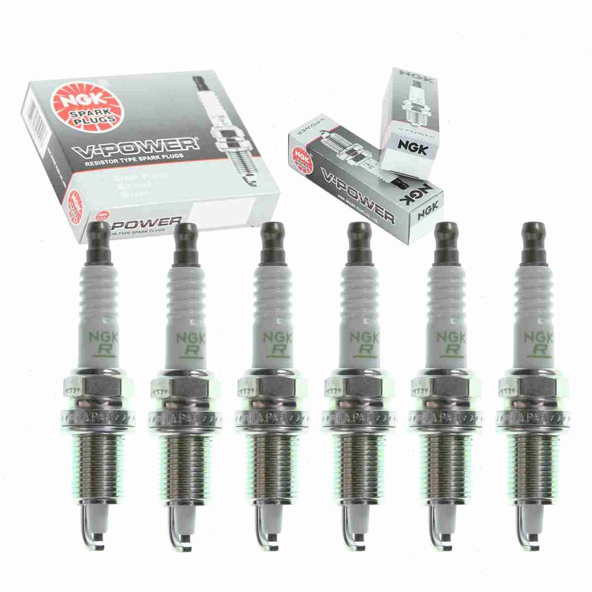 6 Pc Ngk V-Power Spark Plugs Compatible With Jeep Tj 4.0L L6 1997-2006