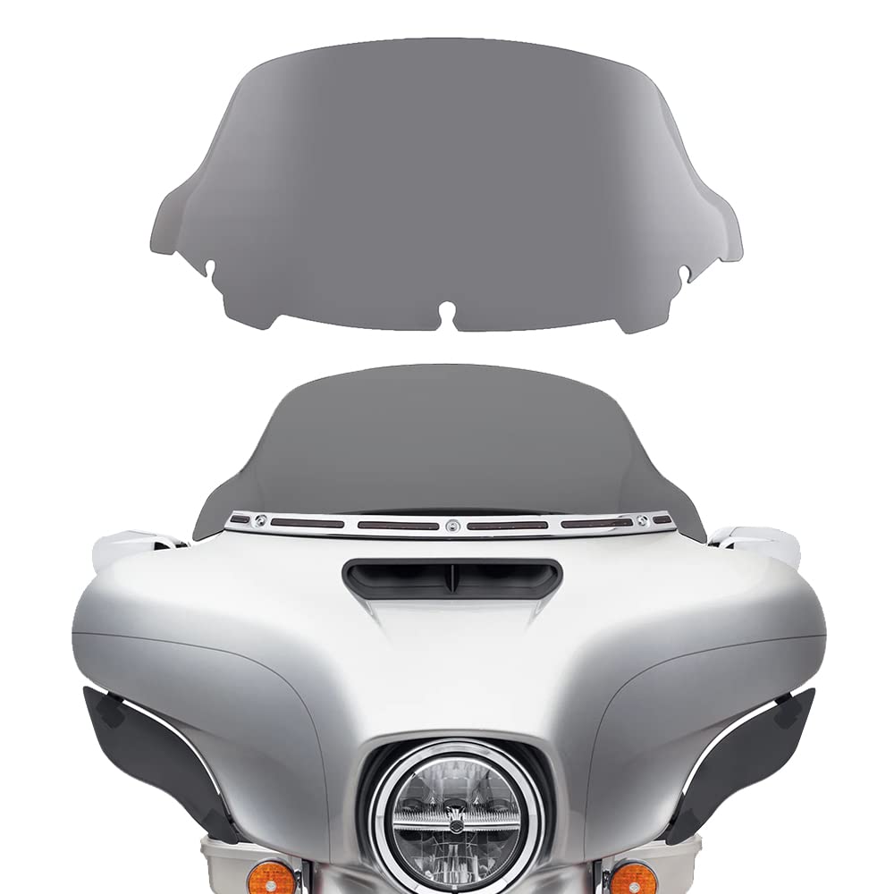 Wynmoto 10.5' Smoke Wave Windshield Windscreen Wind Splitter Compatible For 2014-2023 Harley Davidson Touring Street Glide Electra Glide 2014 2015 2016 2017 2018 2019 2020 2021 2022 2023