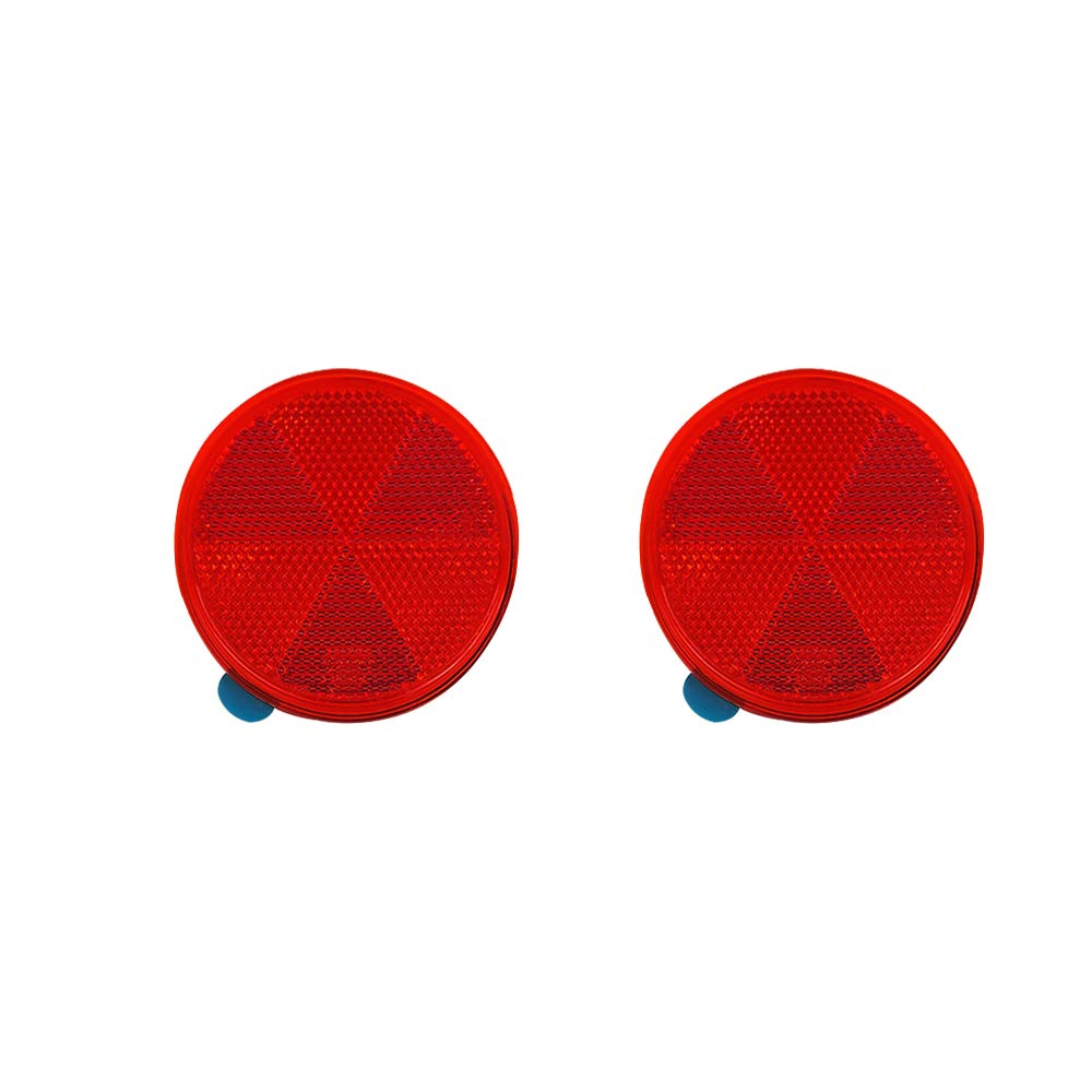 Bar Autotech Stick-On Round Marker Reflectors - Universal Use Safety Spoke Reflective Stickers Adhesive Quick Mount Custom Accessories Safety Kit (Red, 2 Pcs)