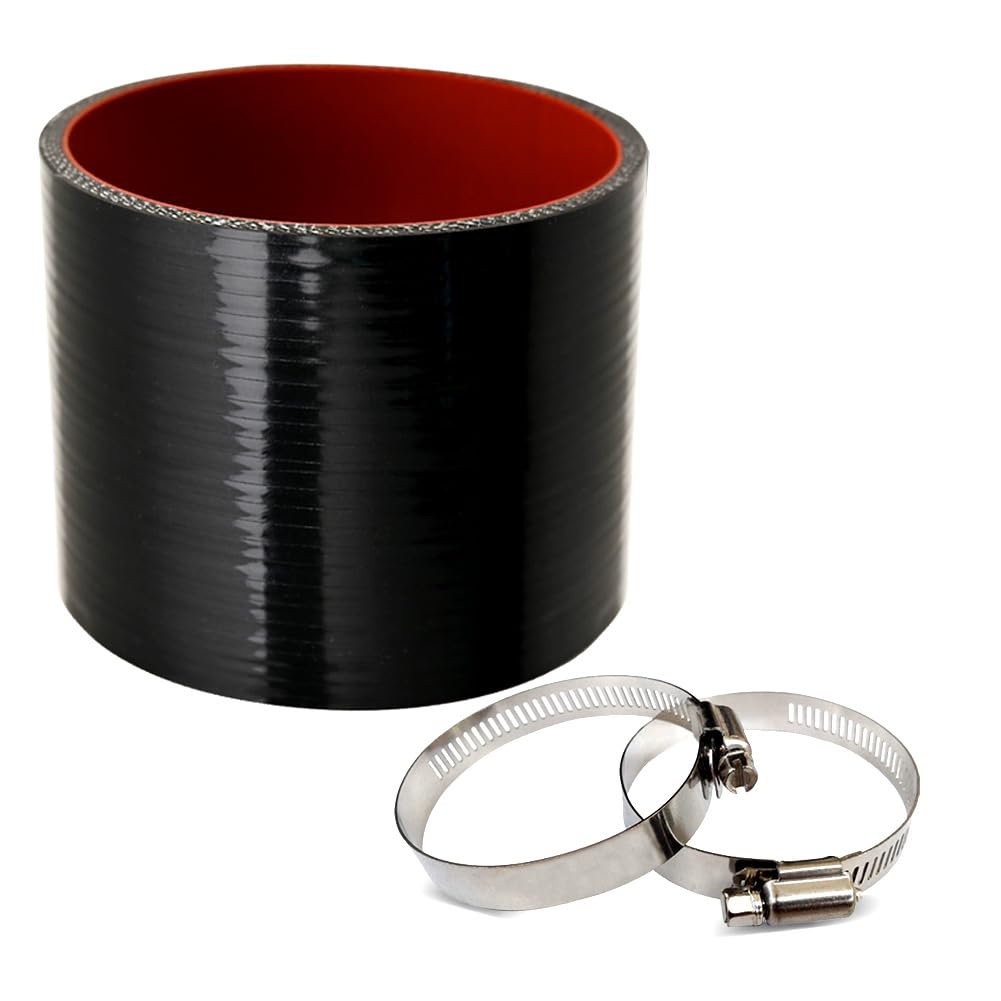 3.0' Id Straight Silicone Hose Coupler With 2 Ss304 Worm Clamps, High Temp 4-Ply Reinforced 5Mm Wall 3.0' Length(Qty 1) For Pipes Connecting…