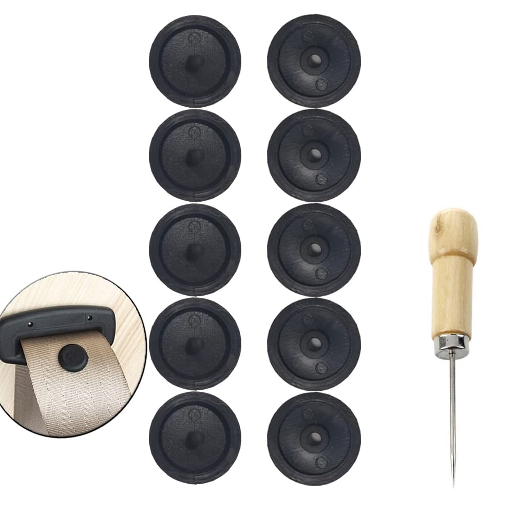 Y-Axis 5 X Seat Belt Button Buckle Clip Stop - Universal Fit Stopper Kit Black (5 Sets)