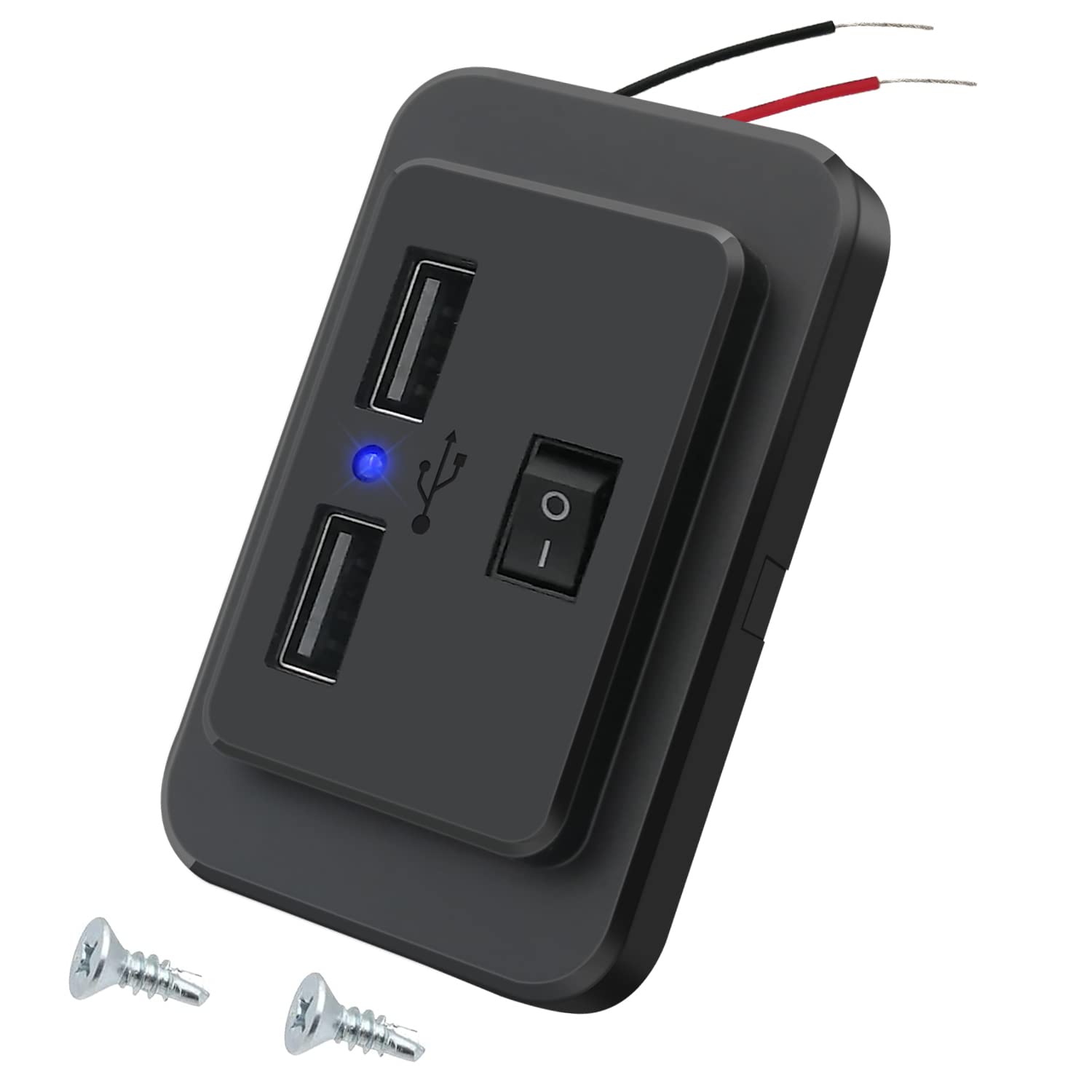 On/Off Switch Rv Usb Outlet 4.8A 12V 24V Dual Usb Power Outlet Wall Charger Socket For Bus Boat Atv Vehicle With Indicator