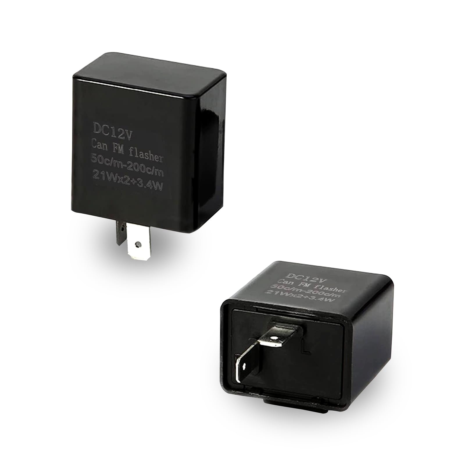 Sodcay Pack-2 Led Flasher Relay, 2 Pin Hazard Warn Flash Relay, 12V Speed Adjustable Relay, Replacement For Most Cars Motorcycles (Black)