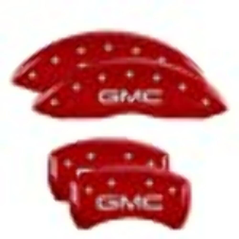 Mgp Caliper Covers 34218Sgmcrd Gmc Red Powder Coat Finish, Silver Characters, Set Of 4