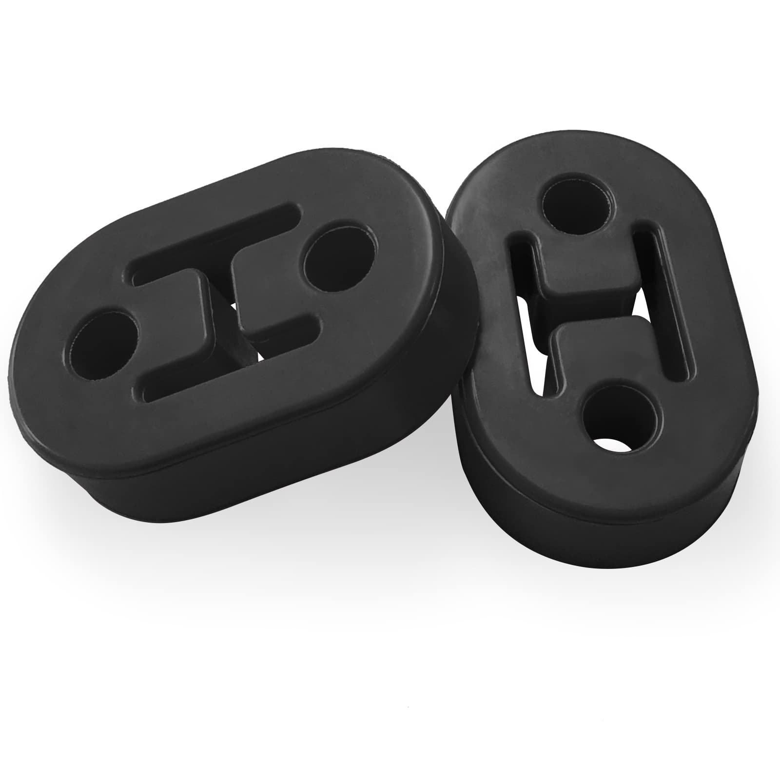 2Pcs Exhaust Hanger Rubber 2 Holes Adjustable Insulator Bushing Rubber Insulator High Density & Anti-Corrosion Rubber Universal For Car/Truck/Jeep/Suv (Black)