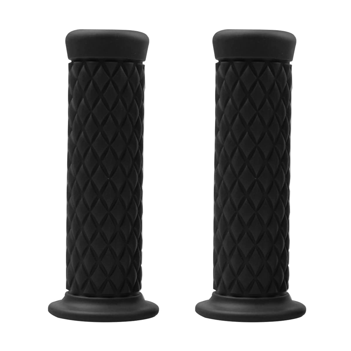 Motorcycle Hand Grips, Non Slip Rubber Bar For 7/8' 22Mm/24Mm Handles, Vintage Motorbike Thruster Grip, Handlebar For Hand Comfort, Universal For Motocross Scooter Dirt Bike, Open End (Black)