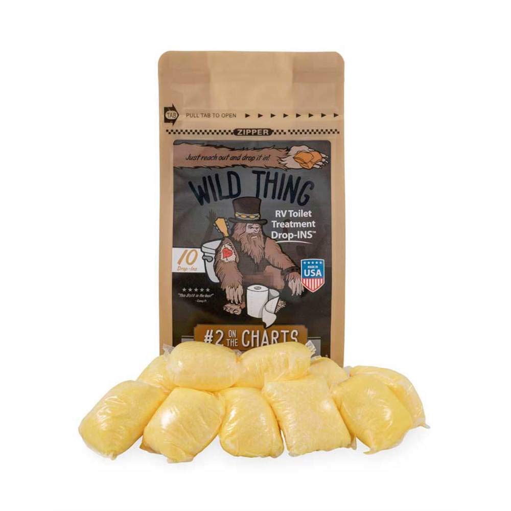 Camco 41472 Wild Thing Rv Toilet Treatment Drop-Ins, #2 On The Charts - Provides A Smash Hit Of Leather With A Sour Bass Note Of Lemon - 10 Per Bag