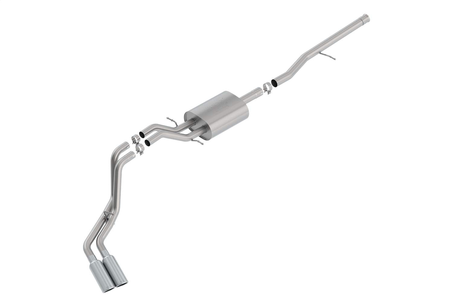 Borla 140797 Atak Cat-Back Exhaust System 2.75 In. Into Muffler 2.25 In. Out Incl. Muffler/Hardware/4 In. X 14 In. Single Rolled Angle-Cut Tip Truck Side Exit Atak Cat-Back Exhaust System