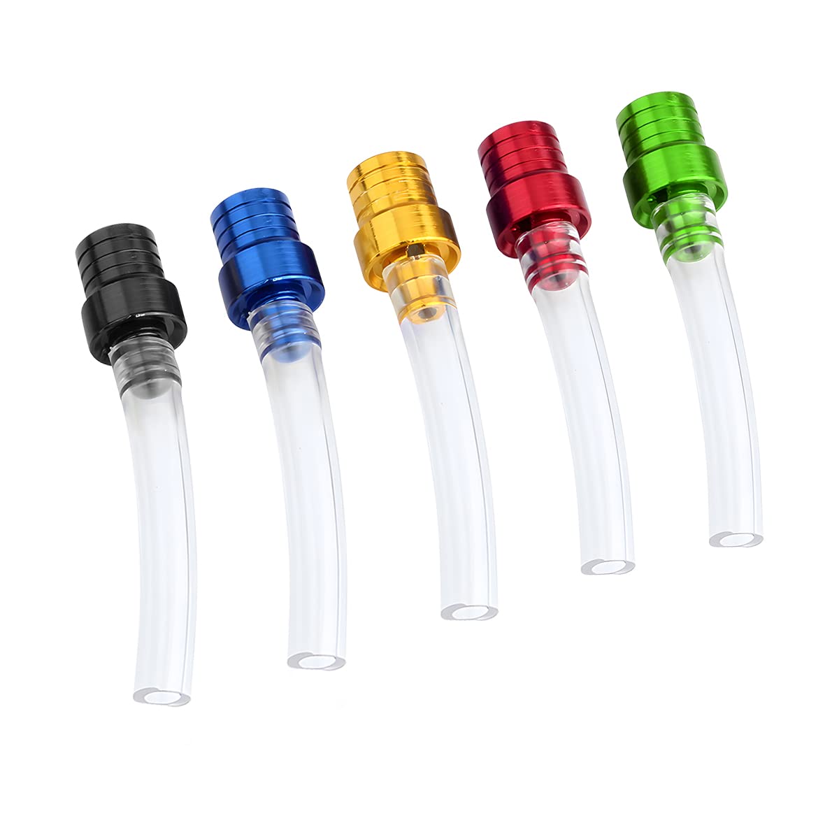 5Pcs Motorcycle Gas Fuel Tank Cap Vent, Breathing Tube Hose Two-Way Fuel-Saving Vent Breather Cap, Cnc Aluminum Pvc Vent Hose Tube For All Dirt Bike Off-Road Motorcycles Atvs (5 Colors Mixed)