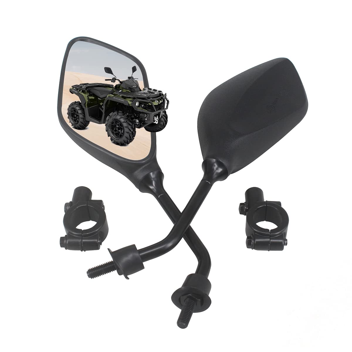Atv Rear View Mirror, Hkoo 360 Degrees Ball-Type Atv Side Rearview Mirror With 7/8' Handlebar Mount For Motocycle Scooter Moped Sportsman Dirt Bike Cruiser 4 Wheeler Mirrors