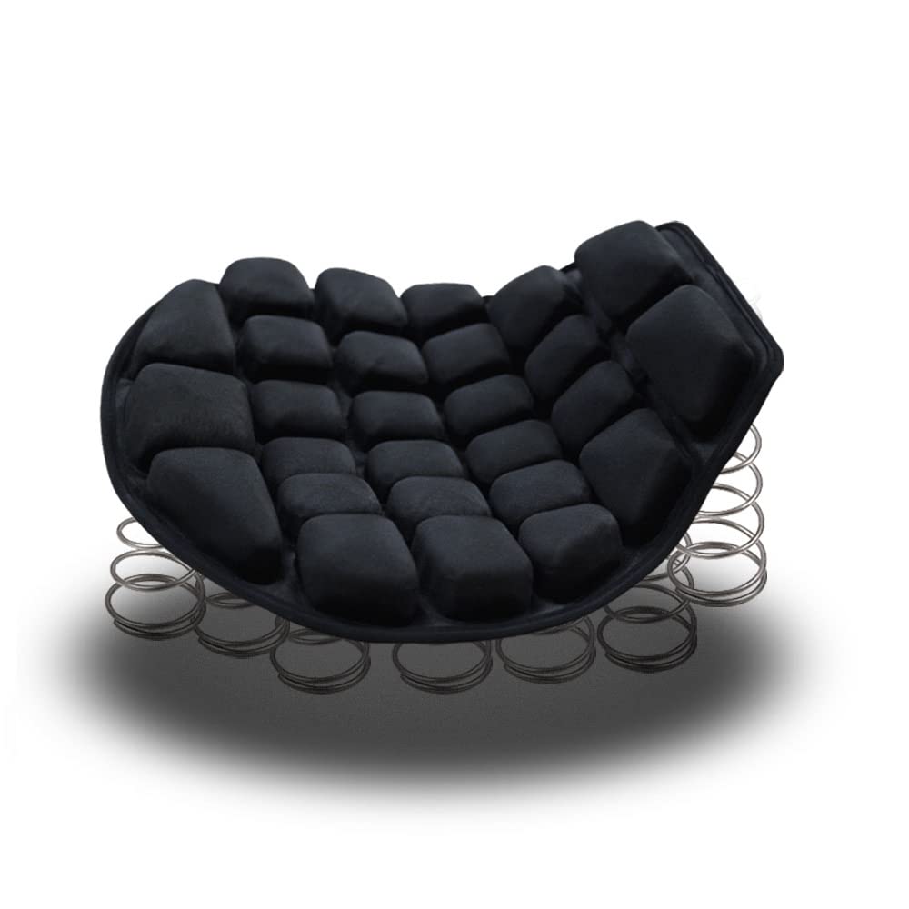 Deeirao Motorcycle Air Seat Cushion 3D Airbag Pad With Straps For Cruiser Touring Saddles Bearing 330Lb And Large Size 15'X14'X1.6'