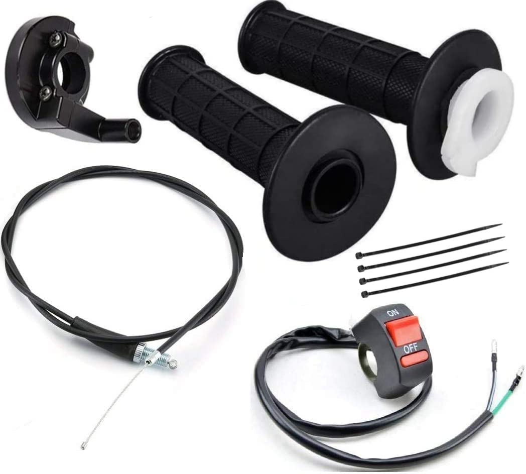 Evsofmlf 7/8' 22Mm Twist Throttle Cable Handle Kit For 50 90 110 125 196 212Cc Pit Bike Dirtbike Set With On/Off Switch Button Mini Bike Atv Quad Pit Bike Dirt Bike