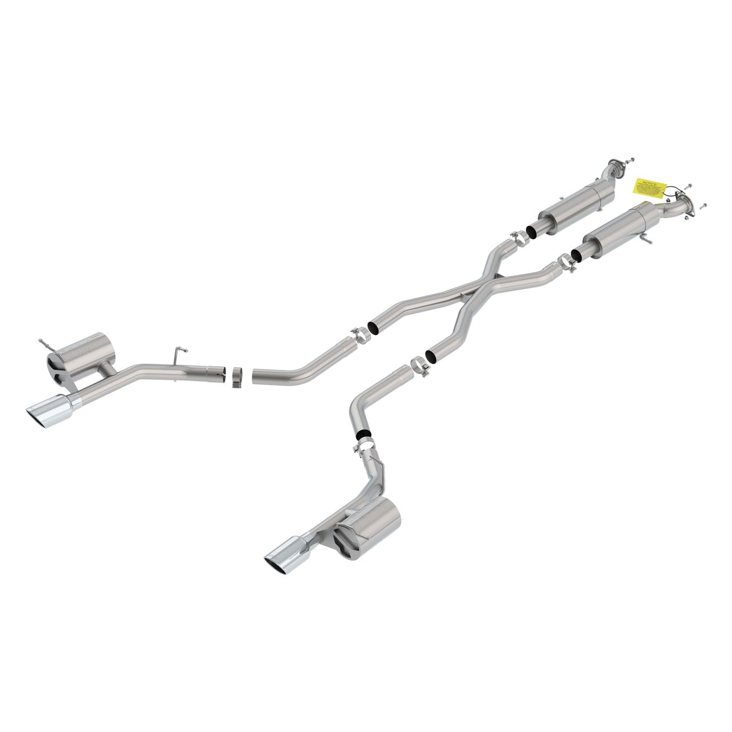 Borla 140791 S-Type Cat-Back Exhaust System 2.75 In. Pipe 4.5 In. Tip Single Round Rolled Angle Cut Single Split Rear Exit T-304 Stainless Steel S-Type Cat-Back Exhaust System