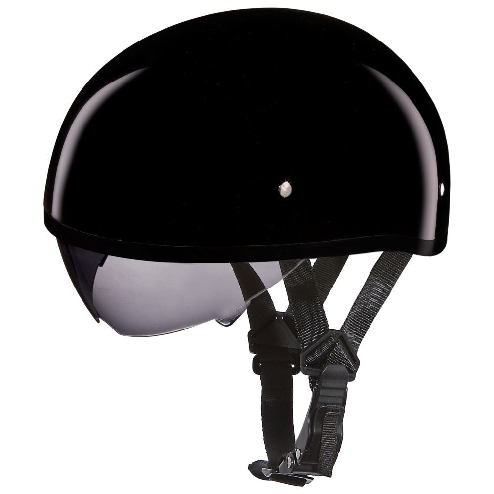 Daytona Helmets Half Skull Cap Motorcycle Helmet W/ Inner Shield Dot Approved [Hi-Gloss Black] [Xl]