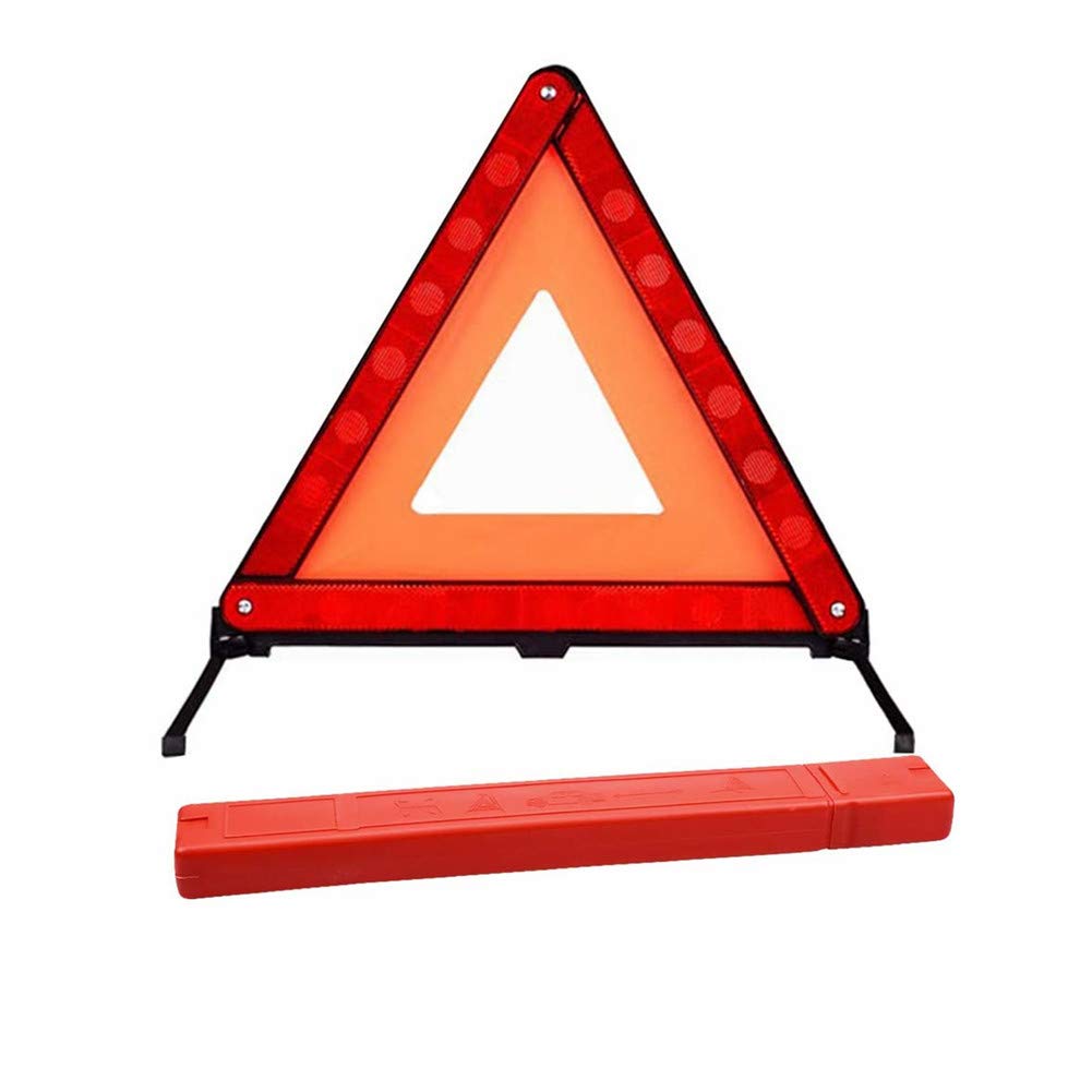 Beetoo Reflective Triple Triangle Car Warning Sign, Foldable Emergency Warning Triangles Breakdown Board, Safety Roadside Hazard Sign Warning Kit