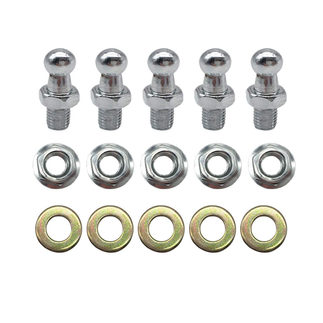 Aipico 10Mm Ball Studs With Hardware, 5/16-18 Screw Thread, 1/2' Long Shank, Silver, Front Suspension Lift Support