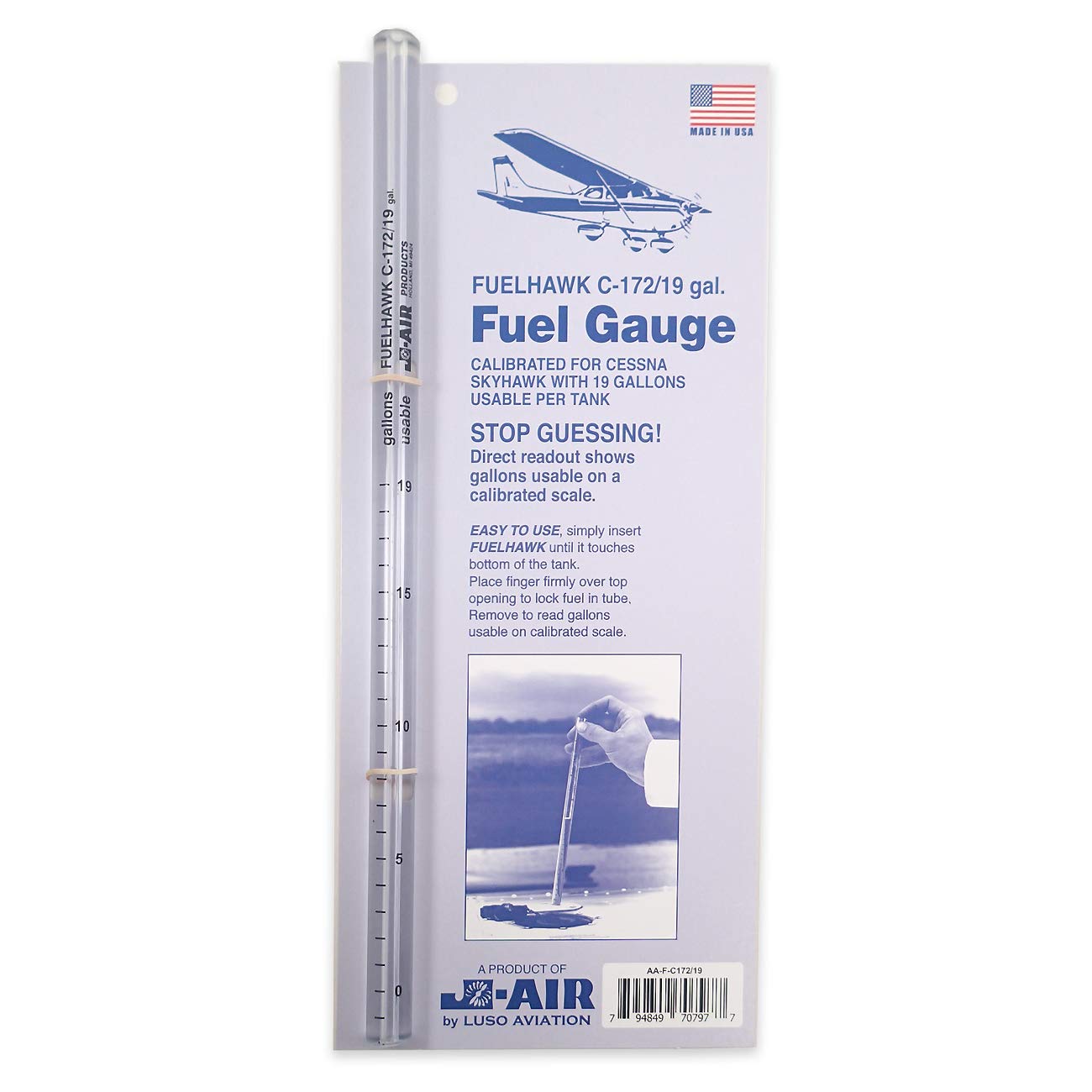 Luso Aviation Fuelhawk Aircraft Fuel Gauge, Cessna 172 - 19 Gallon