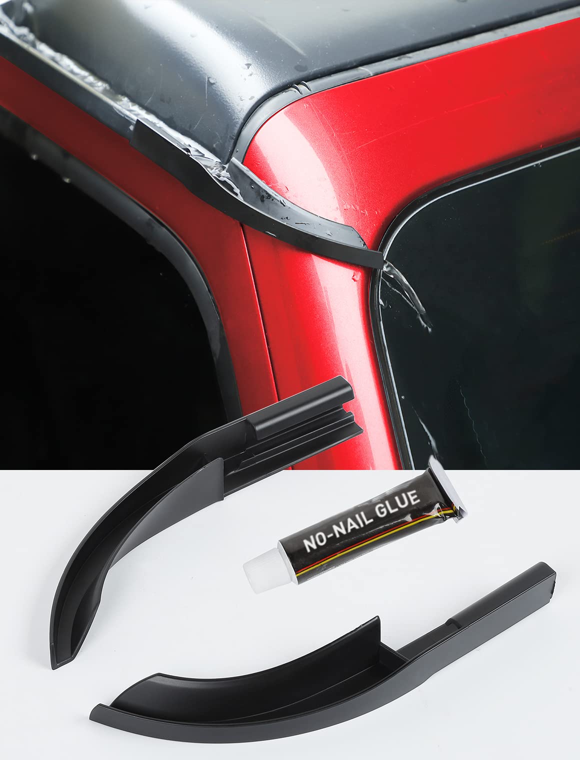 Savadicar Upgraded Version Rain Gutter Extensions, Roof Hardtop Abs Rain Groove Diverter, Rainwater Deflector Compatible With 2018-2024 Jeep Wrangler Jl 4Xe & Gladiator Jt, Exterior Accessories, Black