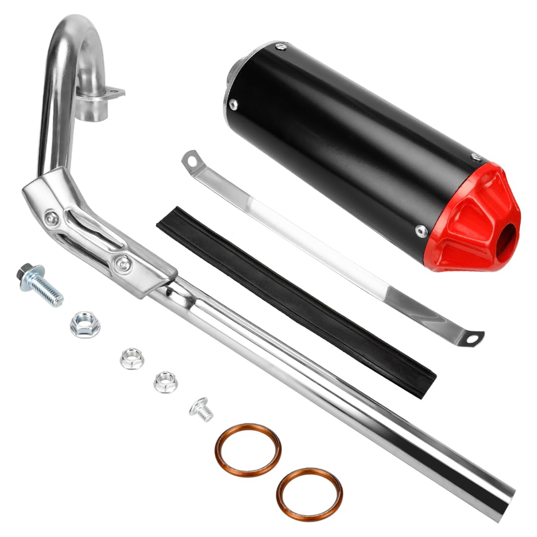 Fvrito High Performance Exhaust Muffler Silencer Pipe Assembly Kit For Honda Crf50 Xr50 70Cc 110Cc 125Cc Ssr Sr110 Rocketa Taotao Db14 Db10 Xpro Db-X20 Sdg Coolster Chinese Pit Dirt Bike Motocross Red