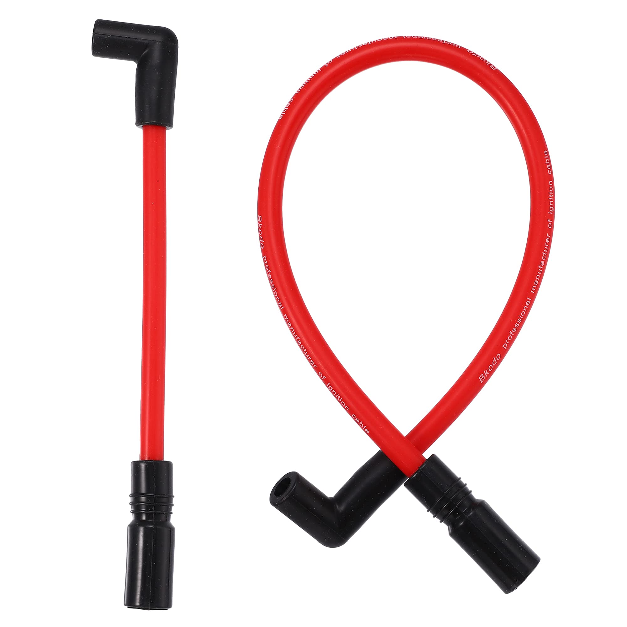 Motoforti 2 Pcs 10.4Mm 10Mm Spark Plug Wire Kit For Harley Davidson Big Twin Fxd Dyna 2000-2017 For Harley-Davidson Softail 1999-2017 Spark Plug Wires Motorcycle Dyna-409Rd Red Silicone