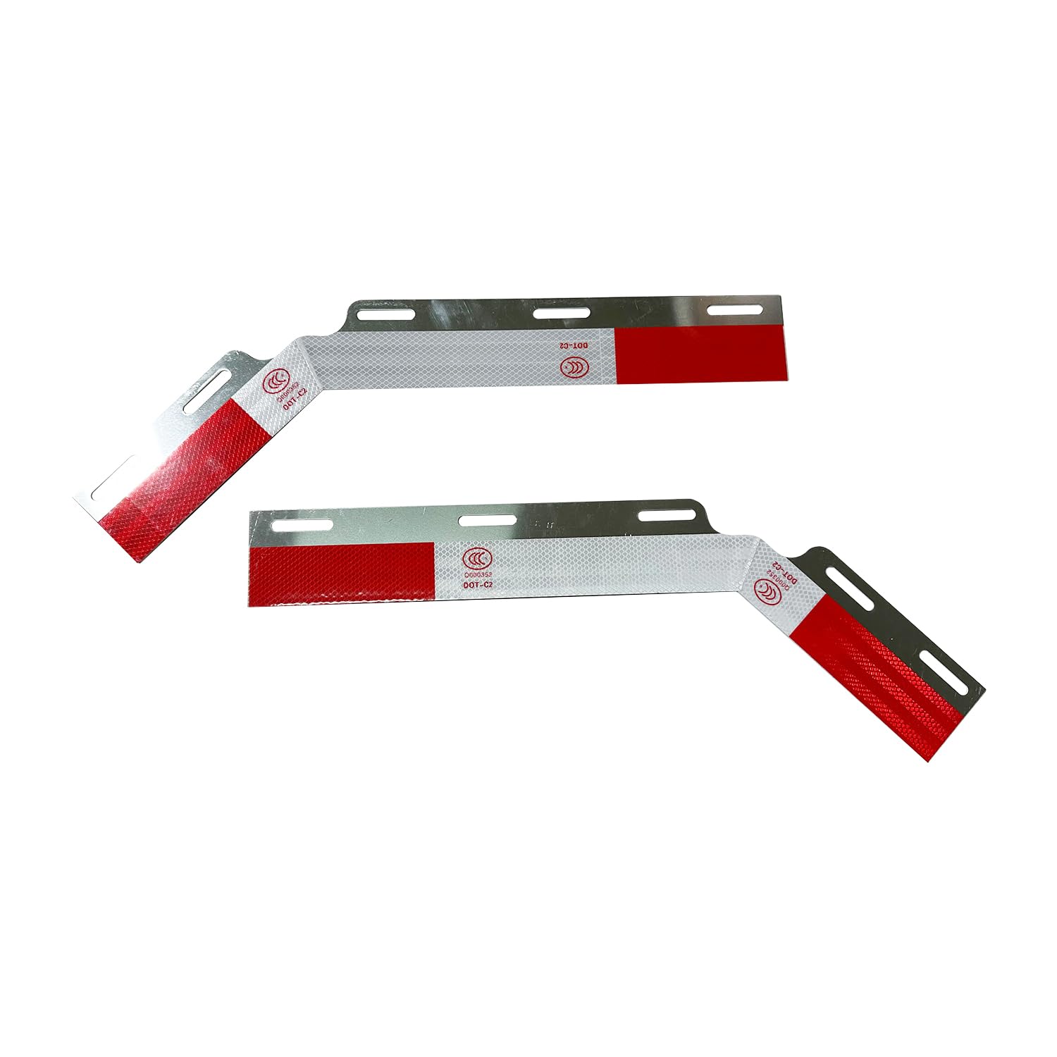 Ibestwolf 2Pcs Mud Flap Angled Aluminum Reflector Strips Hanger Conspicuity Reflector Plate For Semi Trucks Trailer