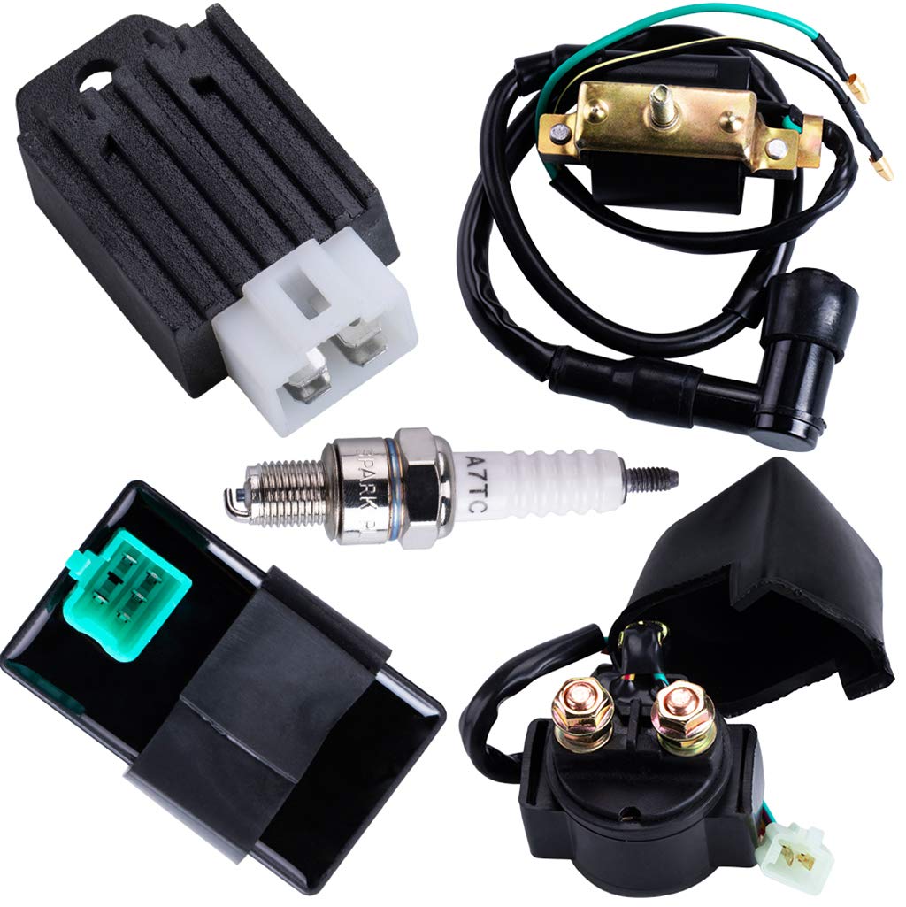 Cncmotok Cdi Box Ignition Coil 5 Pin Regulator Rectifier Relay Spark Plug For Kazuma Meerkat 50Cc Falcon 70Cc 90Cc 110Cc Taotao Roketa Coolster 110Cc Atv 3050B X15 X 18 R Nitro X19 Ssr Pocket Bike