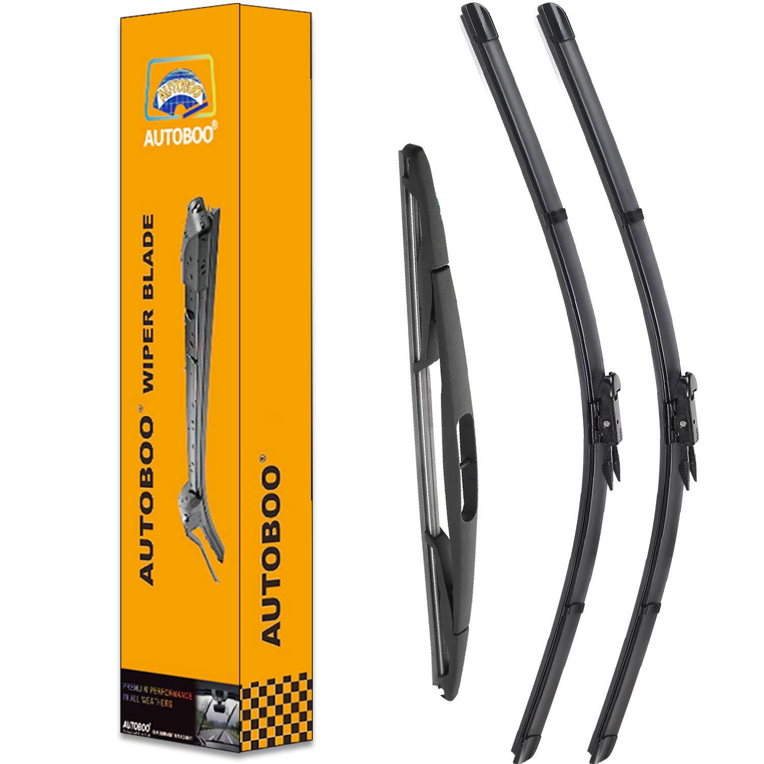 Autoboo Windshield Wiper Blades For Ford Escape 2012 2011 2010 2009 2008 With Rear Blade 20'+20'+12' Original Equipment - I&L Pinch Tab (Set Of 3)