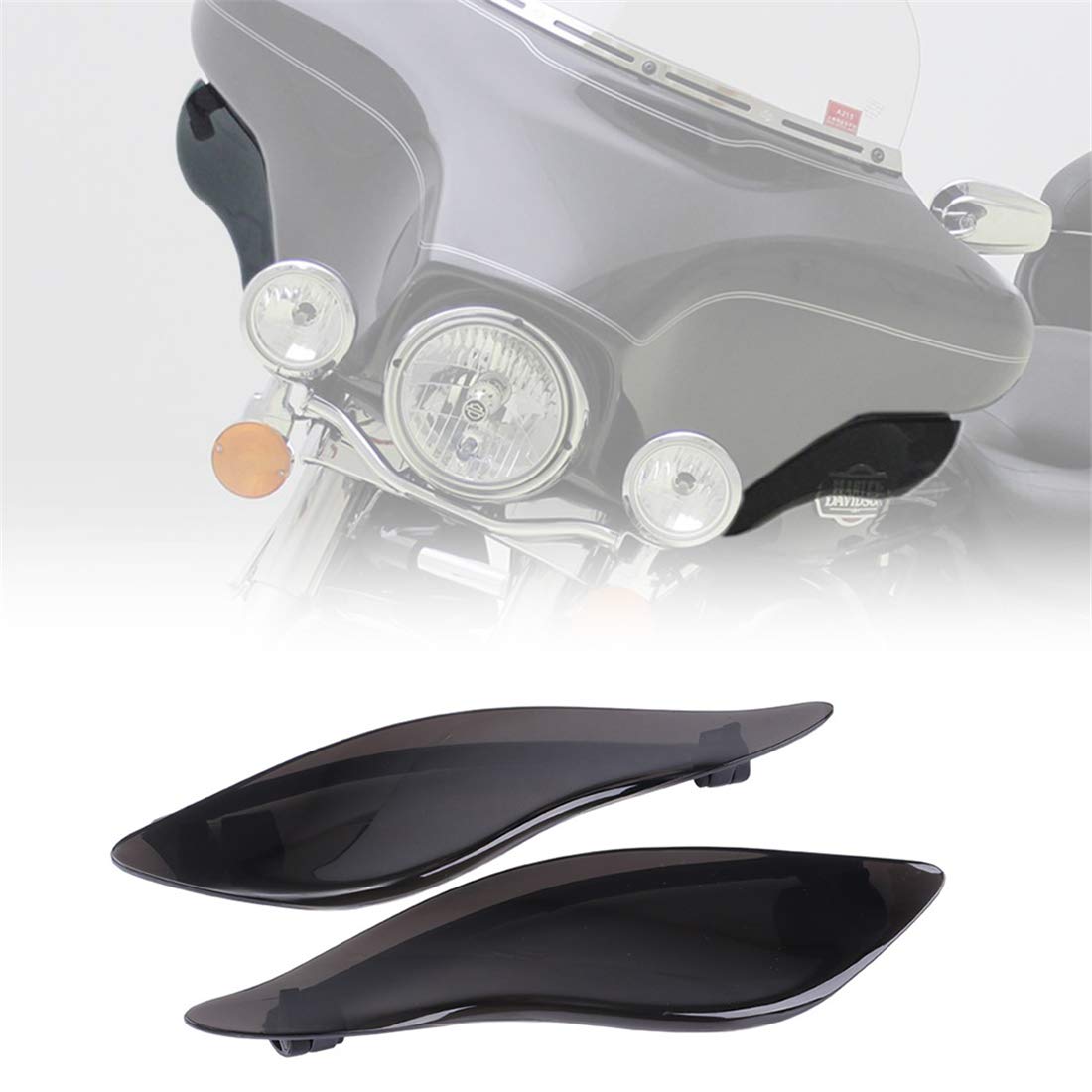 Kiwi Master Adjustable Air Deflectors For 2014-2024 Harley Touring Electra/Street/Tri Glide Accessories Side Wings Windshield Fairing Side Cover Shield, Dark Smoke