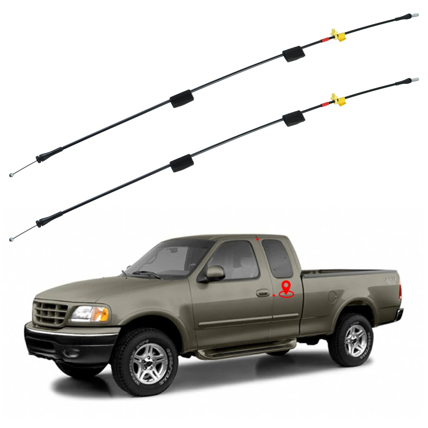 Rear Door Upper Latch Cables Compatible For Ford F150 1997-2003 Heritage F150 2004 F250 1997-1999 Left & Right Back Door Upper Latch Cables Repair Kit 32.2 Inch
