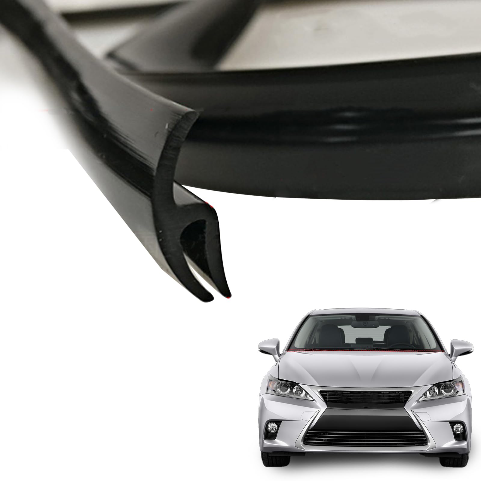 Pincuttee 1.7M/ 5.6Ft Car Seal Strip For Front Windshield,Rubber Seal Strip For Front Windshield,Black Rubber Seal Car Windshield Window Door Seal Strip,Weather Seal Stripping(H-Shape-1.7M)