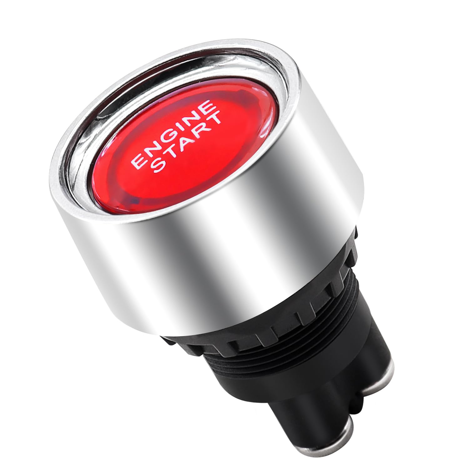 Mankk Push Start Ignition Switch 12V Dc,Start Engine Button Stater (On)-Off,Momentary Engine Start Push Button Switch Spst 50A Red Led Light For Racing Car Vehicle Truck Boat Rv M-042-R