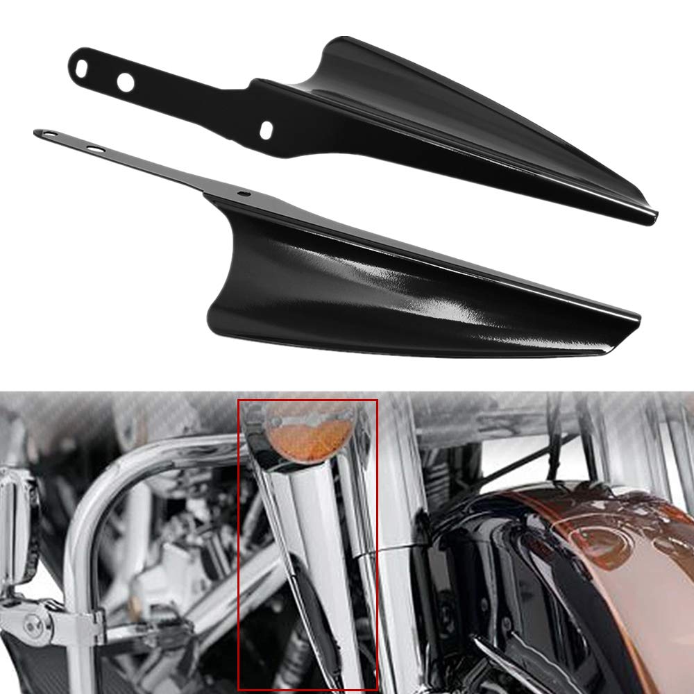 Hiyoyo Gloss Black Front Fork Mount Wind Deflectors Windshield For 1995-2023 Harley Touring Road King Street Glide Electra Glide Cvo Flht Flhr Flhx