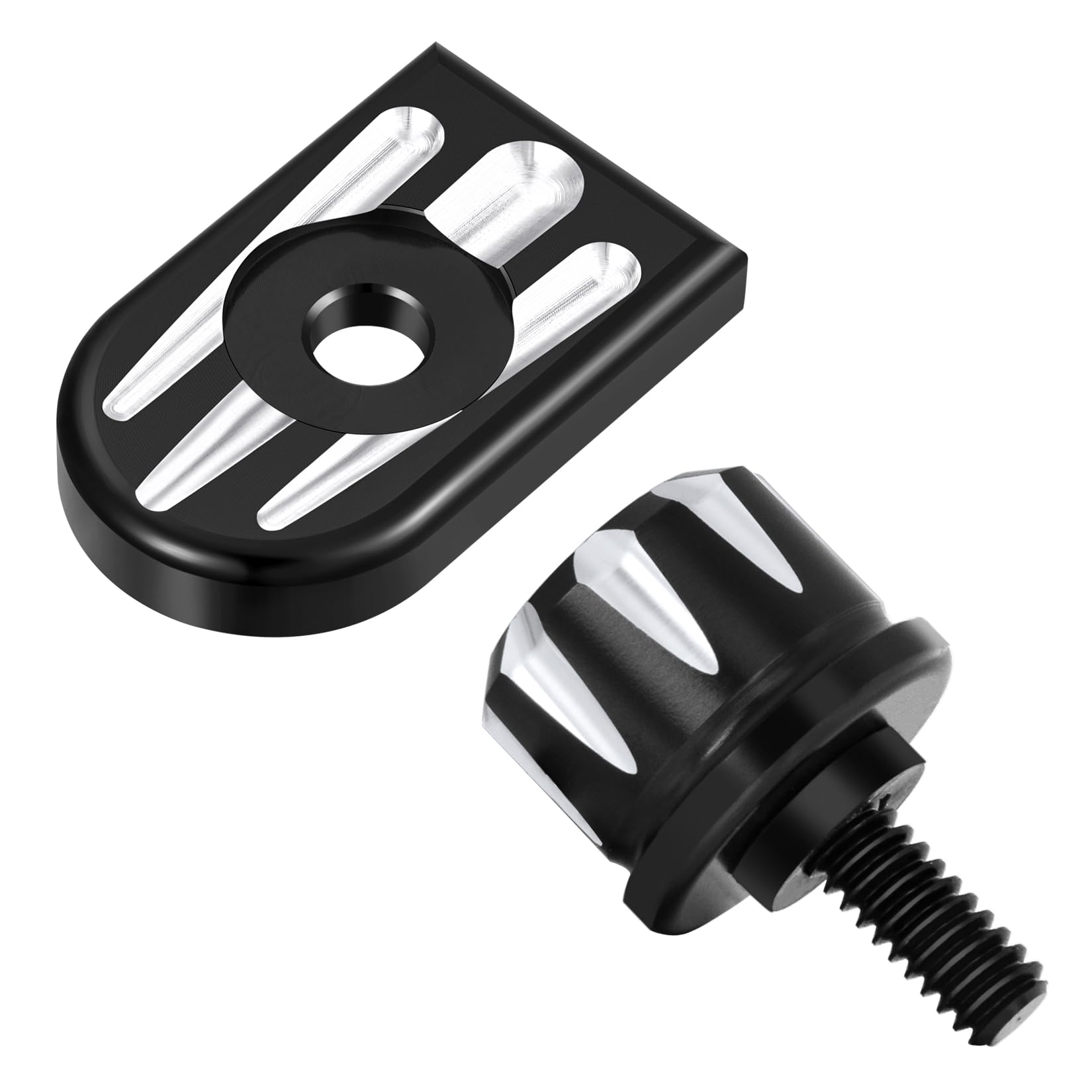 Amazicha Stainless Steel Seat Bolt Screw Cover Tab Mount Knob Black Kit Compatible For Harley Davidson 1996-2024